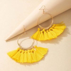 NEW Yellow Fringe Tassel Earrings‎ Boho